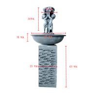 น้ำพุ น้ำล้น เด็กยกกระถาง น้ำล้นจัดสวน ฐานเสา 60  cm. อ่างกว้าง 60 ซม. น้ำพุโรมัน น้ำล้นน้ำพุ น้ำล้นแต่งสวน อ่างน้ำล้น ชุดน้ำพุ ครบเซท