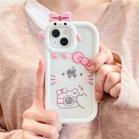 [Woo Fashion Case] 3D เคสโทรศัพท์ซิลิคอนนุ่มน่ารักจระเข้สำหรับ iPhone 11 13 12 14 Pro Max X XS XR การ์ตูนเกาหลีญี่ปุ่นฝาหลัง