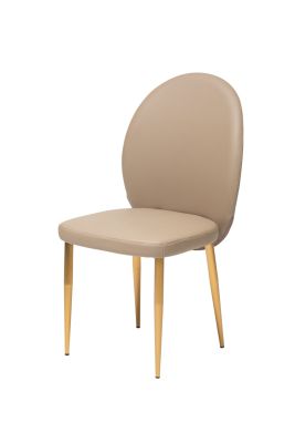 Modernform เก้าอี้ DANELLE S58*52*H94 ขาสแตนเลสทองเหลือง หุ้มหนังสีเทาอ่อน#FB-01