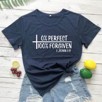 0 perfect 100 forgiven Bible Verse Christian Symbols cross Forgiven t shirt women fashion slogan tee vintage graphic top M008