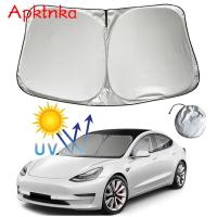 APKTNKA รถกระจกม่านบังแดดปก Visor ด้านหน้าหน้าต่างสีอาทิตย์ครีมกันแดดป้องกันรังสียูวีสำหรับเทสลารุ่น3วินาที X Y ทุกรุ่น