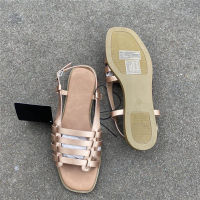 Flat Sandals Ladies Summer Outdoor Fashion Leather Flat Shoes Round Toe Elegant Slipper Adjustable Buckle Strap Casual sandals