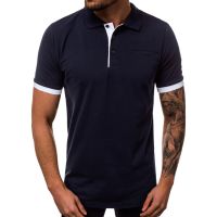 The new contracted men polo collarband spell lapel leisure T-shirt with short sleeves