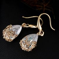 DD Store 1 pair Women Fashion  Ear Clip Drop Zircon Hollow Out Flowers  Joker Stud Earrings Accessories