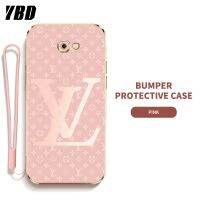 YBD LV ซิลิกาเคสโทรศัพท์เจลที่มี ายคล้องสำหรับ  Samsung Galaxy J4 Plus J4+ J2 Prime J3 J5 Pro 2017 J330 J5 Prime J530 Grand Prime Plus J2 ACE G530 G532 J415 นายกแกรนด์ไพร์มบวกกับเคสบางพิเศษพร้อมป้องกันเลนส์