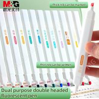 M G Double Headed Tip Highlighter Pen Set Fluorescent Art Markers Multi-colors Student Drawing Writing Supplies liquid chalk