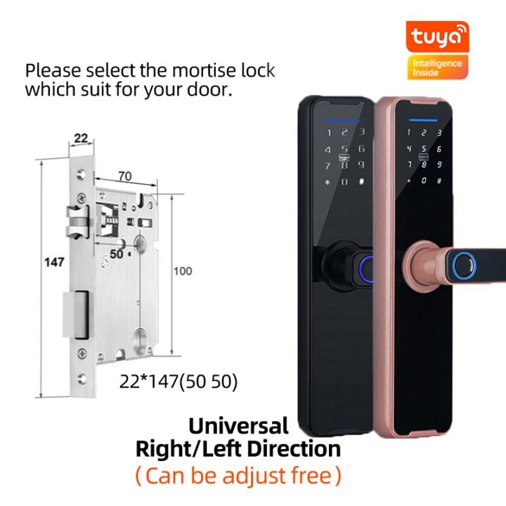 ล็อกประตูด้วยลายนิ้วมือไบโอเมตริกซ์-k7โปรล็อคอัจฉริยะสีดำ-app-tuya-ble-รีโมตปลดล็อคล็อคคีย์ลัดล็อคประตูไฟฟ้า