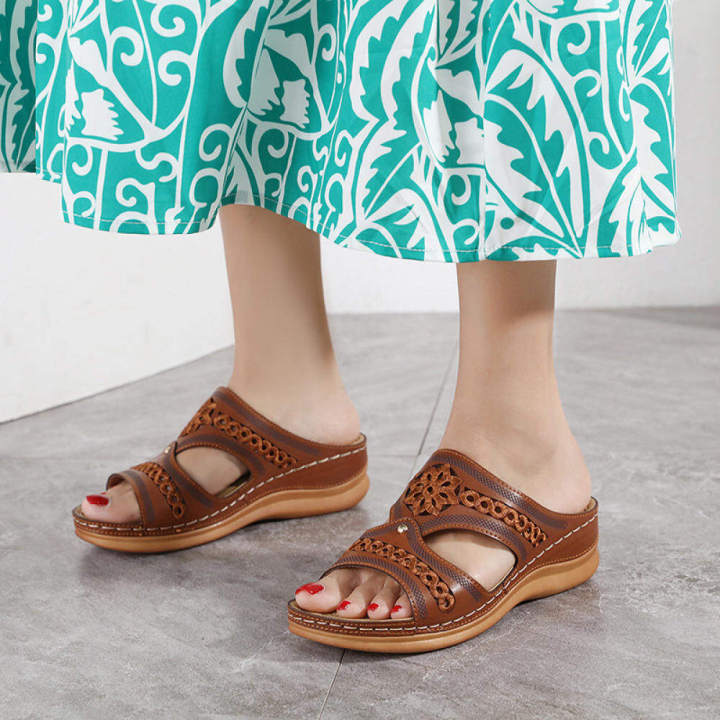 แฟชั่นใหม่ผู้หญิงรองเท้าแตะสไตล์โบฮีเมียนรองเท้าแตะแบนชายหาดบวกขนาด-ขนาด-eu-36-41