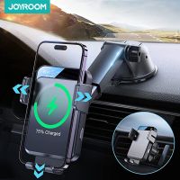 JOYROOM 15W Qi Fast Charging Phone Holder Mount Auto-Clamping Alignment Windshield Dashboard Car Charger For iPhone Samsung Car Mounts