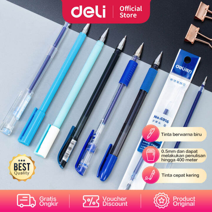 Deli Gel Pen Refill Isi Pulpen Gel Biru Mm Panjang Mm Penulisan