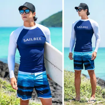 UPF50+ Men Lycra Surf T-shirt Long Sleeve Surfing Suit Sun-proof Uv Swim  Top Uv Protection Shirt Men Swiming Mens 5XL Rashguard For Swimming