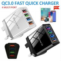 4 Port Fast QC3.0 USB Hub Mains Wall Charger UK/US/EU Plug Supply