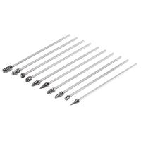 10Pc 4 Inch Long Double Cut Tungsten Solid Carbide Rotary Burrs Set 1/8 Inch(3mm) Shank Twist Drill Bit for Rotary Tools