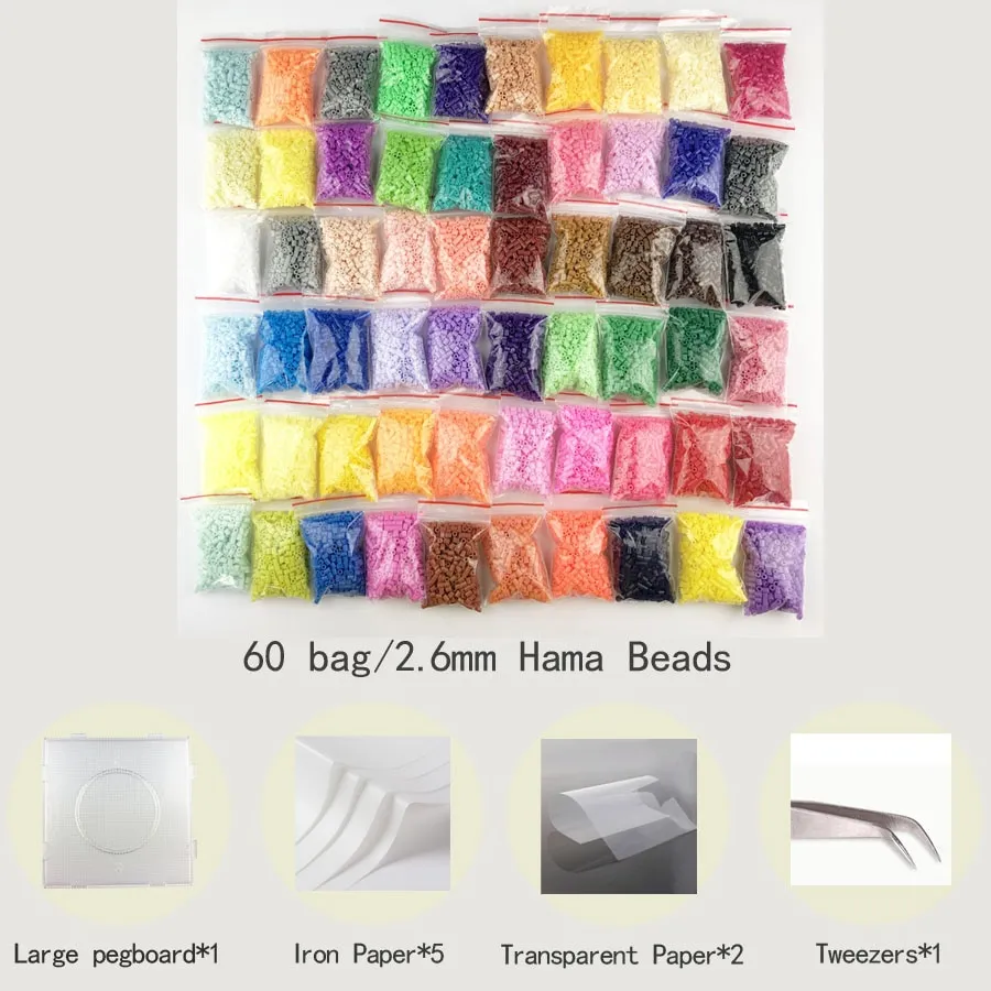 2.6mm Mini Hama Beads 80Colors kits perler PUPUKOU Beads Tool and template  Education Toy Fuse Bead Jigsaw Puzzle 3D For Children