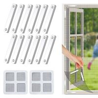 12Pcs Magnetic Screen Installer Self Adhesive Clips, with 2 Window Screen Repair Patch(10cm x 10cm)