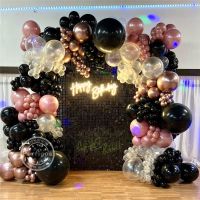 190pcs Black Rose Gold Balloon Garland Arch Kit Transparent Latex Balloon Adult Birthday Party Decorations Wedding Baby Shower Colanders Food Strainer