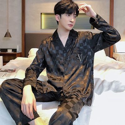YHTN ชุดนอนผู้ชาย ลายการ์ตูน กางเกงนอนผู้ชาย เกาหลี ราคาถูก ไซส์ใหญ่ ผ้าคอตตอน เท่ๆ ชุดนอนผู้ชายแขนยาว