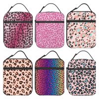 ►♛ Animal Cheetah Pink and White Leopard Print Lunch Bag Tote Bag Lunch Bag for Men Women Kids Lunch Box Insulated Lunch Bag