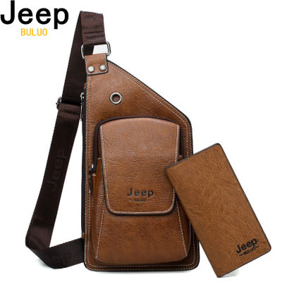 JEEP BULUO Brand Mans Sling Bag High Quality Leather Crossbody Chest Bag For Young Men Fashion Casual Bags New Male