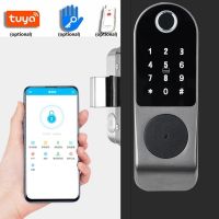 TUYA คีย์รหัสผ่านไวไฟประตูล็อคอัจฉริยะลายนิ้วมือการ์ด IC NFC,รีโมทปลดล็อค Ttlock ลานกลางแจ้งล็อคอิเล็กทรอนิกส์กันน้ำ