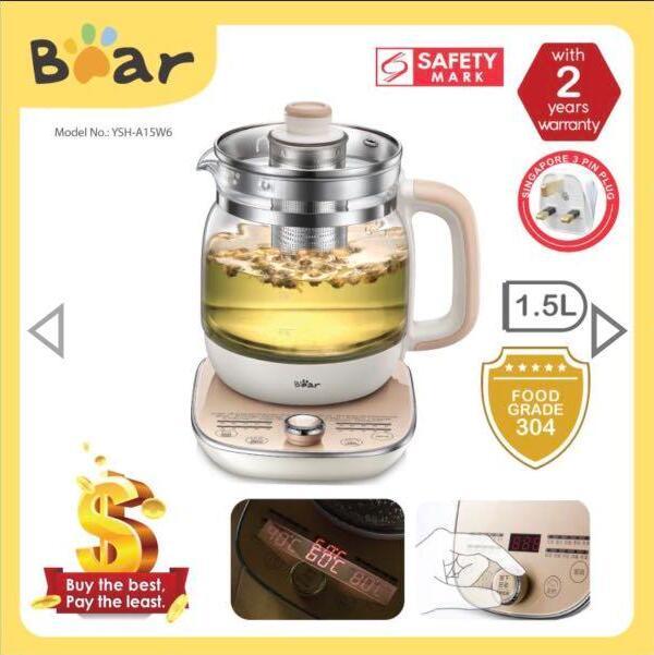 Bear Electric Health Kettle multi-function Kettle Tea Office 20 press  function, 1.5L (YSH-A15W6) 