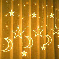 Star Moon Curtain String Lights โคมไฟ LED เพิ่มบรรยากาศโรแมนติกม่านหน้าต่างไฟสำหรับห้องนอนห้องนั่งเล่น Shop