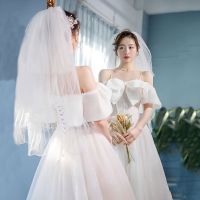 French-style light wedding dress 2023 new bride high-end thin Korean-style card travel photography suspenders go out gauze