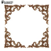 RUNBAZEF Decorative Wood Appliques Carving Frame Furniture Cabinet Door Nautical Home Decor Wooden Figurine Flower Pattern Carve