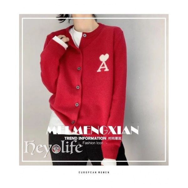 ami-เสื้อคาร์ดิแกนถัก-รูปหัวใจ-a-สีแดง-หัวใจ-ผ้าขนสัตว์-ถัก-เสื้อคาร์ดิแกน-สไตล์ญี่ปุ่น-หัวใจ-บาง-เสื้อคาร์ดิแกนขนาดเล็ก