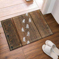 Creative Small Feet on The Wooden Kids Bath Rug, Non-Slip Floor Entryways Outdoor Indoor Front Door Mat,60x40cm Bath Mat Bathroom Rugs