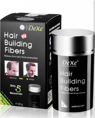 DeXe Hair Building Fibers 22g No.5 (สี Light Brown) ผงไฟเบอร์ ปิดผมบาง ที่ปิดเหม่ง ผงไฟเบอร์เพิ่มผมหนา ปิดผมบาง หัวล้าน ผมบาง ผมดูหนาทันที