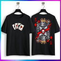 เสื้อยืดคุณภาพดี Customized Vinyl Print Shirt A4 Front A3 Back Print Size poker Spade K joker baju men clothes TEE t tshirt