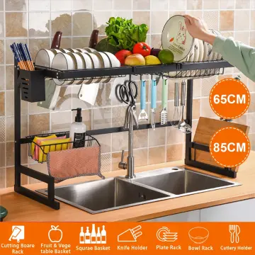 2 Tier 85cm Black Metal Kitchen Storage Racks Basket Organizer Over Sink  Dish Drying Rack - China Dish Rack and Kitchen Rack price