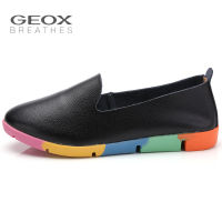 GEOX_สตรีรองเท้าแบบเรือแบบแผ่นเรียบ สไตล์วินเทจ สีขาว