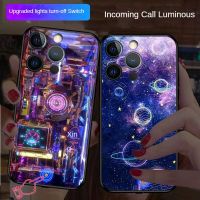 เคสไฟ LED สำหรับ iPhone 15 14 Plus 13 12 Mini 11 Pro X XS Max XR SE 2020 6 6S 7 8 Plus สะท้อนแสงแวววาวพื้นที่แผงวงจร