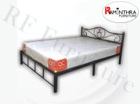 Raminthra Furniture  เตียงเหล็ก + ที่นอนสปริงหนา 8 นิ้ว ขนาด 5 ฟุต ( สีดำ ) Bed