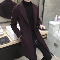 [COD] Foreign trade numbers sell through autumn new mid-length windbreaker version mens woolen coat large size male NF06