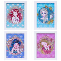 5D DIY Special Shaped Diamond Painting Cartoon Princess Picture Diamond Embroidery Children Home Decor Gift with Wooden Frame
