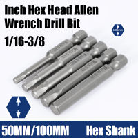 50มม. 100มม. 116-38นิ้ว Hex Head Allen ประแจเจาะ Bit Allen ไขควง Bit Magnetic Electric Hex Key ไขควง Hex Shank