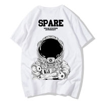 2 Color【M-8XL】Summer New Short Sleeve T-shirt Men Printed Astronaut Pattern Unisex Half Sleeve T-shirt Breathable Oversize Student Couple Short T-shirt Street Hip-hop