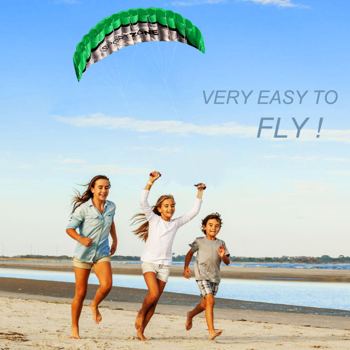 operacwwartnew-high-quality-2-5m-green-dual-line-parafoil-kite-withflying-toolspower-id-sailing-kitesurf-rainbow-sports-beach
