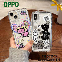 เคสโทรศัพท์ TPU ใส แบบนิ่ม สําหรับ Oppo A17 A57 A16 A76 A17K A15 A3s A5s A5 A9 A95 A1K A77s A77 A7 Realme 5i 6i 7i 8i 9i Shockproof Cute Cat Airbag Case