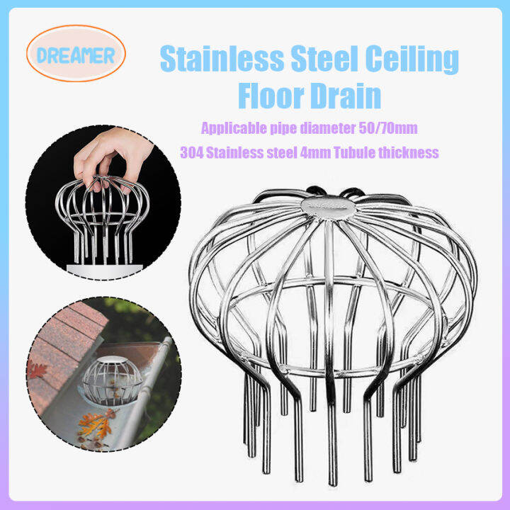 50/75mm 304 Stainless Steel Gutter Drain Cover Roof Gutter Strainer