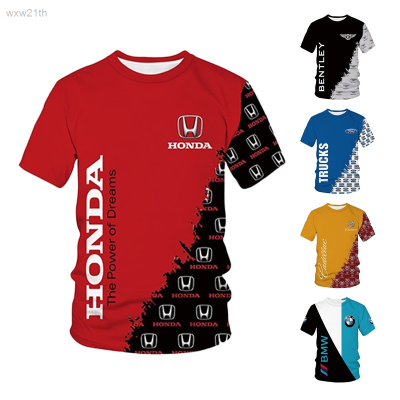 2023 Hot Selling Short Sleeved T-shirt with Honda Ford 3d Mens Car Logo Printed on It. Unisex