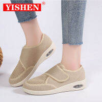 YISHEN เบาะรองเท้าลำลองสำหรับผู้หญิง Zapatos แบบลำลองสำหรับรองเท้าส้นแบนผู้หญิงถักรองเท้าผ้าใบตาข่ายระบายอากาศฤดูร้อน