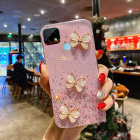 KONSMART เคส Realme C21Y C21 C25S C25 C20 C17 C15 C11 C12รูปดาวกากเพชรส่องแสงเป็นประกายวิบวับกับเคสโทรศัพท์ผีเสื้อสำหรับ Realme 6 5 Narzo 30A นุ่ม TPU ยืดหยุ่นฝาหลัง