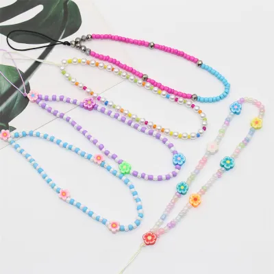 Anti-Loss Phone Ropes Soft Mobile Phone Chains Beaded Mobile Phone Chains Handmade Ceramic Phone Charms Multicolor Phone Straps