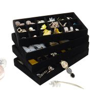 Black Drawer Velvet Jewelry Storage Tray Ring Bracelet Gift Box Jewellery Organizer Earring Holder Jewelry Display Case