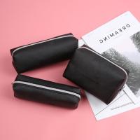 Black Pencil Case For Office Gift School PU Leather Pencil Case Big Capacity Pencil Bag Pencilcase School Supplies Stationery