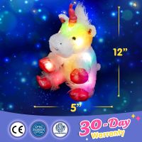 Colorful Rainbow Unicorn Cute Kawaii Doll Plush Toys LED Light Sleeping Toy PP Cotton Stuffed Animals for Girls Festival Gift